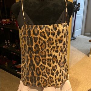 Forever 21 Leopard Print Sequin Tank